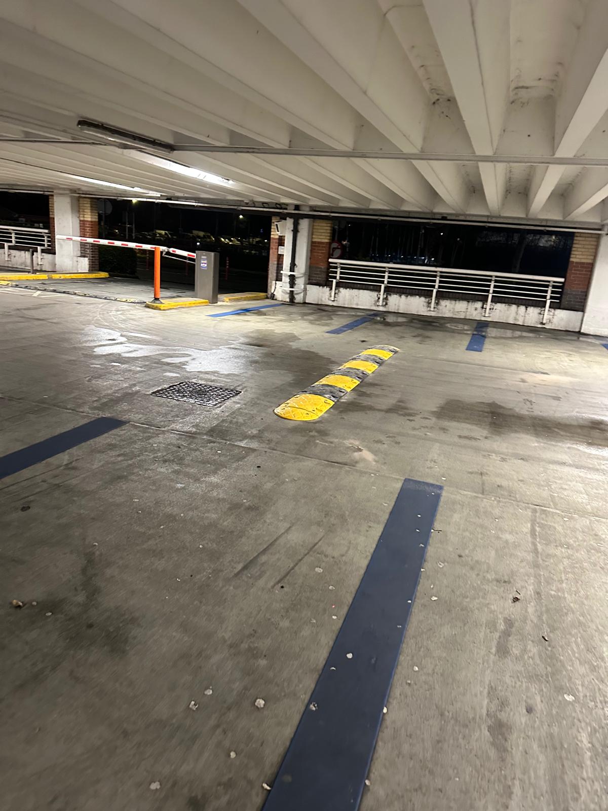 Speed bump traffic calming installed between yellow parking bays